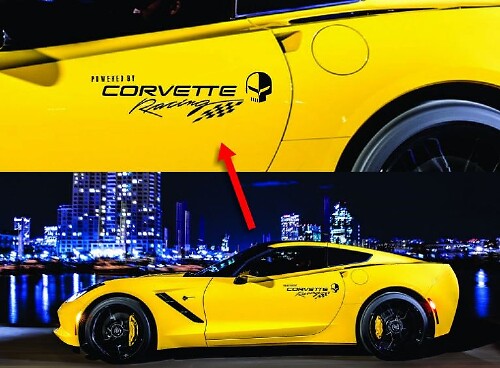 Corvette Racing Style Türlogo Vinyl-Aufkleber Paar für Chevrolet Corvette