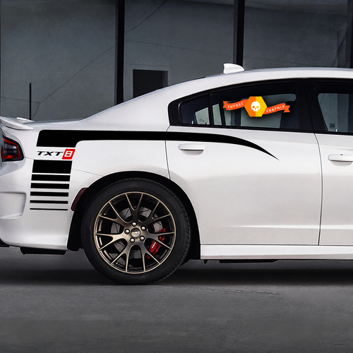 Custom TXT8 Kotflügelstreifen Heck Kotflügel Vinyl Aufkleber Sticker für Dodge Charger 2006-2010