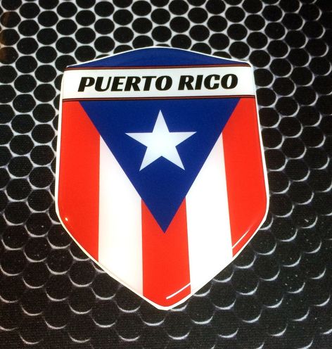 Puerto Rico Proud Shield Flag Domed Aufkleber Emblem Autoaufkleber 3D 2,3 x 3,3