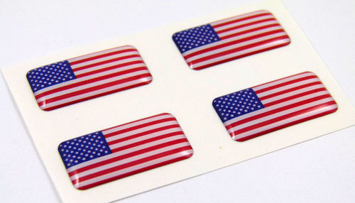 Aufkleber mit gewölbter US-amerikanischer Mini-Flagge, 4 Embleme, Aufkleber für Auto, Fahrrad, Boot