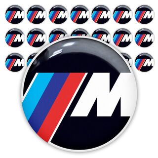 21 Stück BMW M Power Performance 25 mm 3D-gewölbte Aufkleber-Embleme

