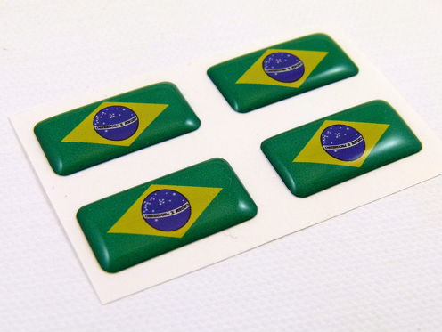 Brasilien Mini gewölbte Flagge Aufkleber 4 Embleme Auto Auto Fahrrad Boot Aufkleber