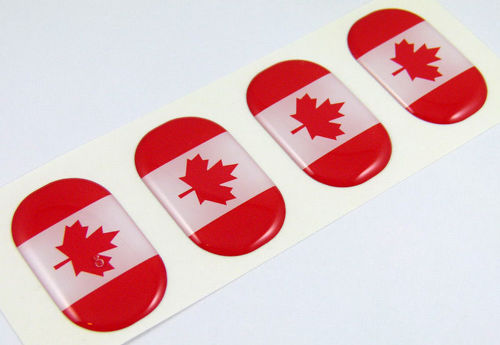 Kanada Midi gewölbte Aufkleber Flagge 4 Embleme 1,5 x 1 Auto Fahrrad Laptop Handy Aufkleber