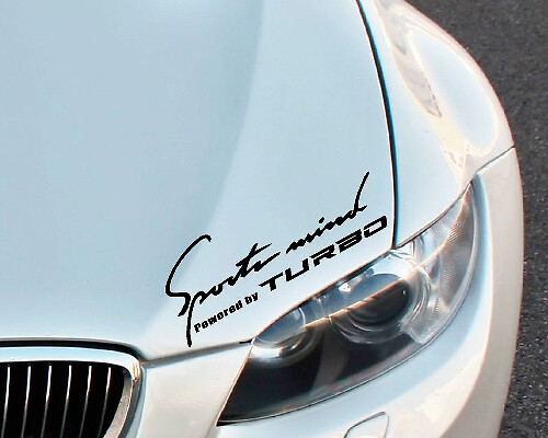 Sports Mind Powered by Turbo Motorhauben-Aufkleber Paar