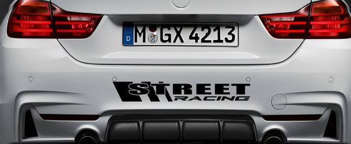 STREET RACING Vinyl-Aufkleber Sportwagen Rennaufkleber Stoßstange Emblem Logo SCHWARZ