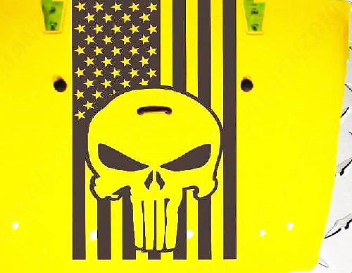 American Flag Punisher Schädel Motorhauben Vinyl-Aufkleber für Jeep Wrangler