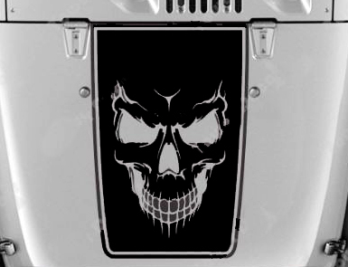 Motorhaube Blackout Skull Evil Vinyl Aufkleber passend für Jeep Wrangler JK TJ LJ