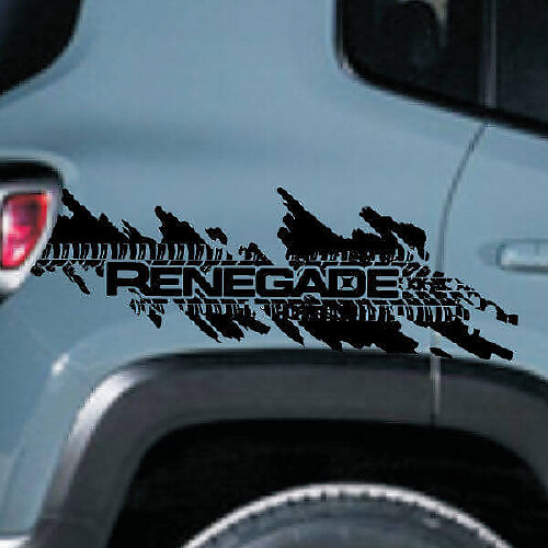 Jeep Renegade Distressed Tire Splash Graphic Vinyl-Aufkleber, seitlich, Chrom