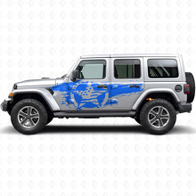 Abgenutztes USA-Flaggenstern-Seiten-Vinylaufkleber-Set für Jeep Wrangler_2