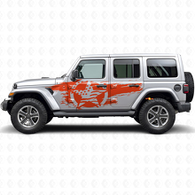 Abgenutztes USA-Flaggenstern-Seiten-Vinylaufkleber-Set für Jeep Wrangler_4