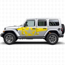 Abgenutztes USA-Flaggenstern-Seiten-Vinylaufkleber-Set für Jeep Wrangler_5