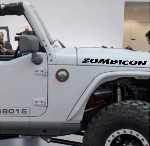 Zombicon-Motorhauben-Aufkleber-Set, 5,1 x 53,1 cm, passend für Jeep
