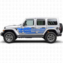 Abgenutztes amerikanisches Flaggen-Seiten-Vinyl-Aufkleberset für Jeep Wrangler_2