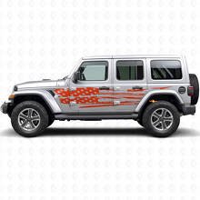 Abgenutztes amerikanisches Flaggen-Seiten-Vinyl-Aufkleberset für Jeep Wrangler_4