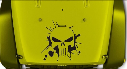 Punisher Schädel Splash Style Motorhauben Vinyl Aufkleber für Jeep Wrangler