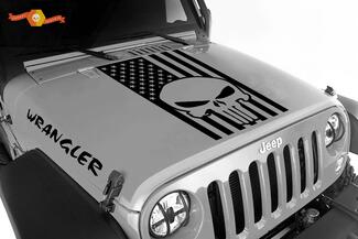 Jeep Wrangler Blackout Punisher Amerikanische Flagge 3-teiliges Set Vinyl-Motorhaubenaufkleber JK JKU