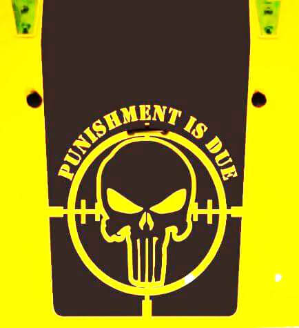 Punishment Is Due Totenkopf Vinyl Motorhaubenaufkleber für Jeep Wrangler