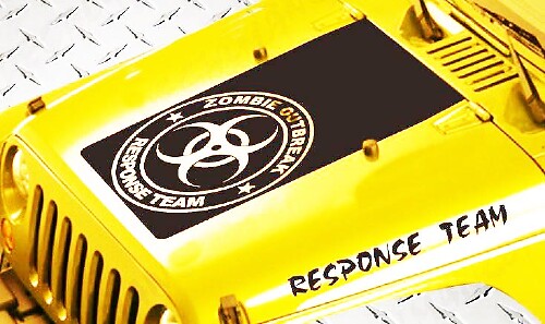 Zombie-Ausbruch-Reaktionsteam Kapuzenaufkleber-Set für Jeep Wrangler