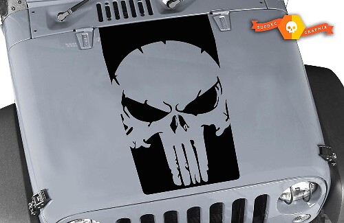 Abgegriffener Punisher-Schädel Vinyl-Aufkleber für Jeep Wrangler
