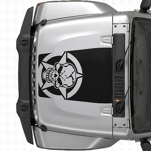 Militär Schädel Stern Haube Vinylaufkleber für Jeep Wrangler JK JKU TJ LJ