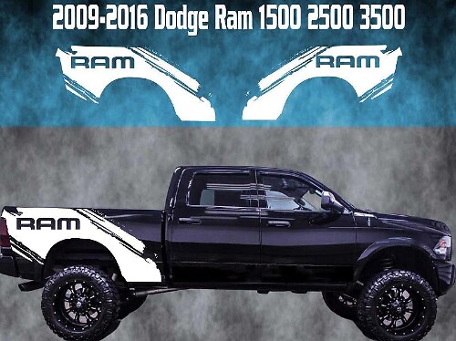 Schmutzspritzschutz hinten seitlich Vinyl-Aufkleberset für Dodge Ram 1500-3500 2009-2016