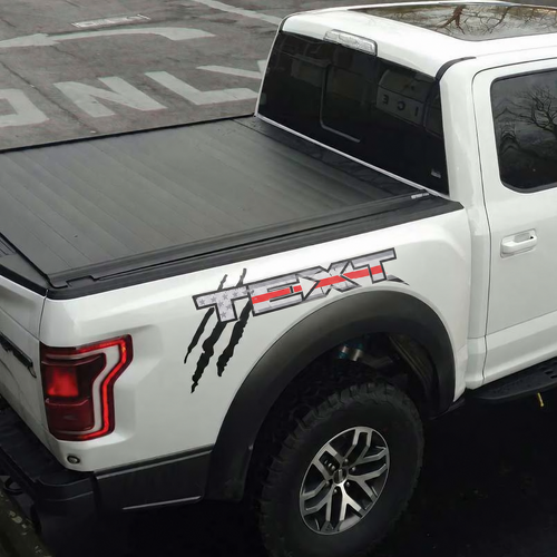 Benutzerdefinierter Text USA Flaggenlogo Seitenbettgrafik Aufkleber 2 für Musclecar Truck Power Truck 2017
