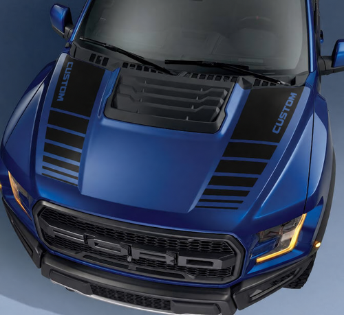 CUSTOM Dual Strobe Stripes Motorhaube Vinylaufkleber für Ford F-150 2017