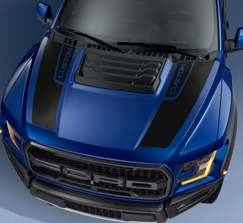 BENUTZERDEFINIERTE doppelte Streifen Motorhaube Vinyl Aufkleber Sticker für Ford F-150 2017