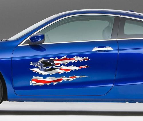 PAAR Amerikanische Flagge Tränen Riss Seitengrafik Aufkleber Aufkleber LKW SUV Auto