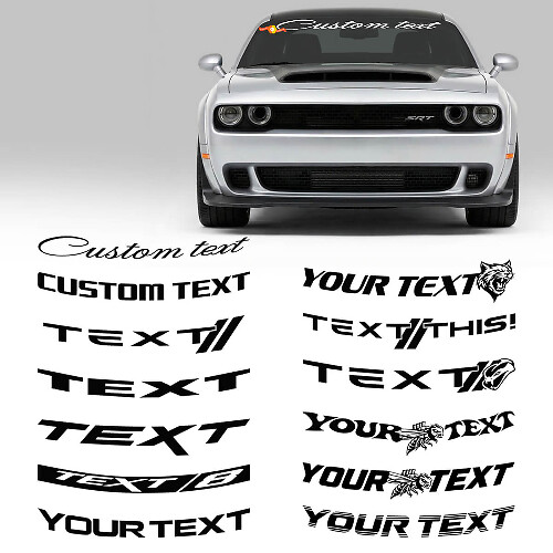 Benutzerdefinierte Schriftzug Breites Windschutzscheiben-Banner Vinylaufkleber für Dodge Challenger