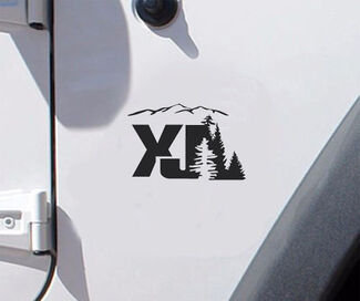 2 von Jeep XJ Tree Mountain Aufkleber Wrangler Decals Aufkleber