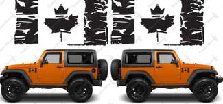 (2) Flagge von Kanada Grunge Maple Leaf Distressed Vinyl-Aufkleber passend für: Jeep Wrangler