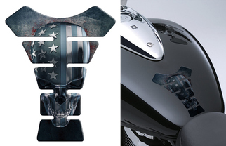 Totenkopf 3D Moto MOTORRAD Gas KRAFTSTOFF Tank Pad Schutz Aufkleber Emblem Aufkleber