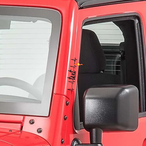 Heart Pulse-Türpfosten-Vinylaufkleber für Jeep Wrangler Rubicon