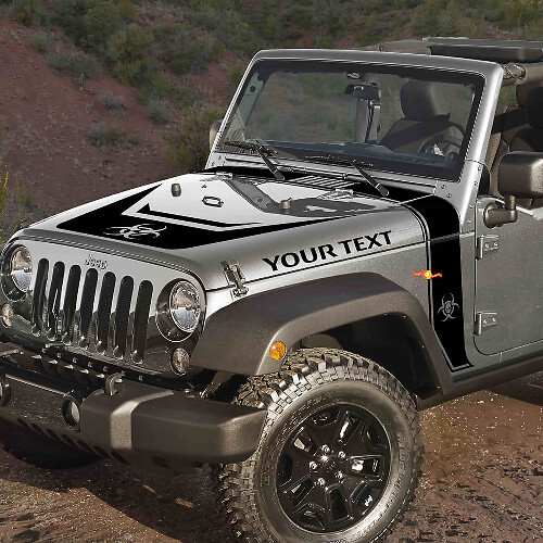 Biohazard-Stil Streifen Motorhaube Blackout Vinylaufkleber-Set für Jeep Rubicon