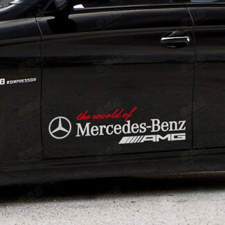 Kombinieren Sie den World of Mercedes Benz AMG Vinyl-Autoaufkleber mit Logo
