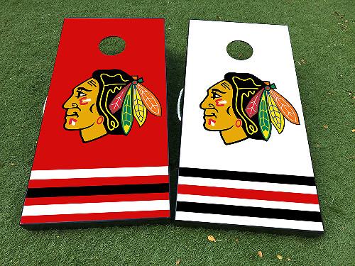 Chicago Blackhawks Stil Cornhole-Brett Vinylwrap-Set