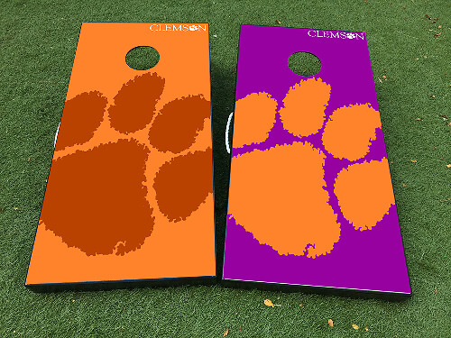 Clemson Tigers Pfoten Cornhole-Board Vinyl-Folienaufkleber Set