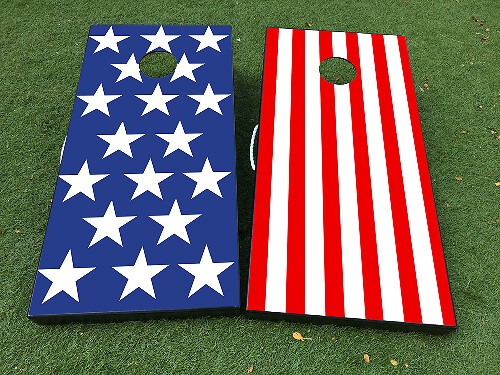 Amerikanische Flagge Cornhole-Brett Vinylaufkleber-Set