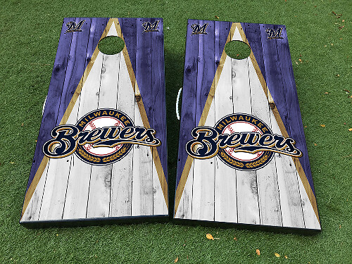 Milwaukee Brewers Stil Cornhole-Brett Vinyl-Aufkleber-Set