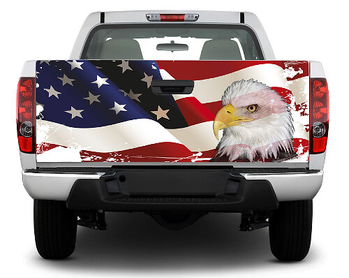 USA-Flagge & Weißkopfseeadler Heckklappen-Vinylaufkleber für Pick-up-Trucks und SUVs