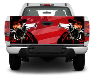 American USA Cowboy Flagge Heckklappe Aufkleber Wrap Pick-up Truck SUV Auto Red Dead Redemption