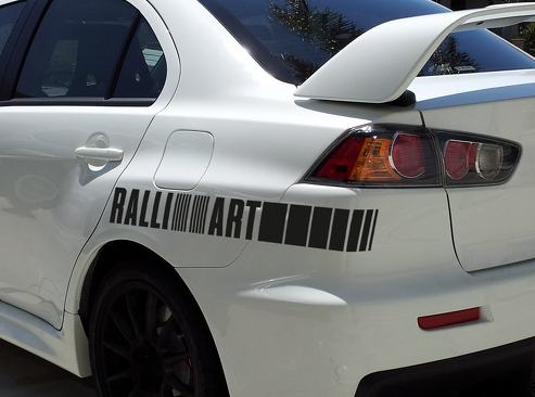2 x Ralli Art Rally Racing Sports 4 x 4 Auto-Vinyl-Aufkleber, passend für Mitsubishi Evo Lancer