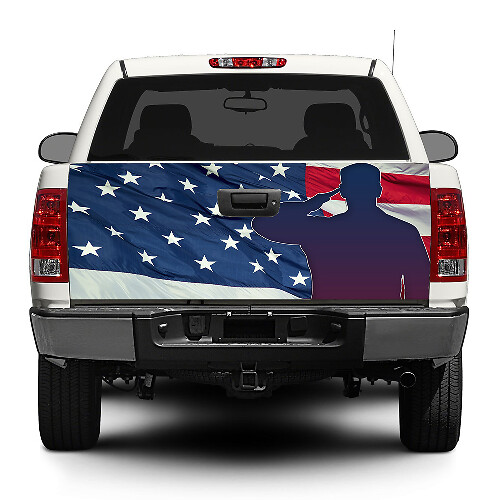 Amerikanische Flagge und Soldat Heckklappen-Vinylaufkleber für Trucks