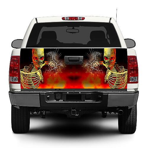 Zombie Schädel Skelett Glasscherben Heckklappe Aufkleber Aufkleber Wrap Pick-up Truck SUV Auto
