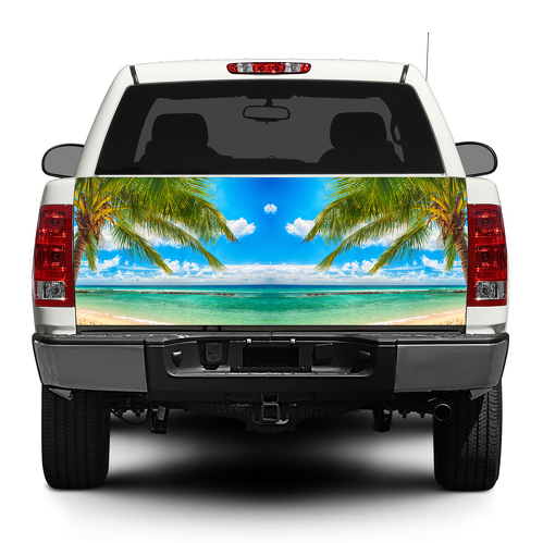 Palm Trees Beach Tropical Heckklappen-Aufkleber, Aufkleber, Pick-up-Truck, SUV, Auto