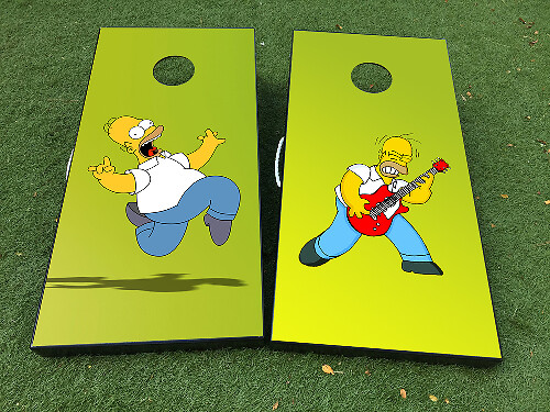 Homer Simpson Schwindelig und Rock Style Cornhole-Brett Vinylfolien-Aufkleber
