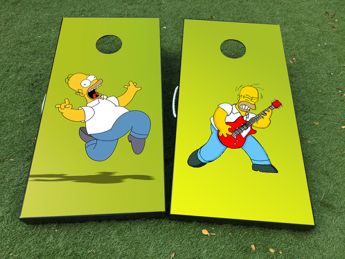 Homer Simpsons Cartoon Rock Cornhole Brettspiel-Aufkleber Vinylfolie mit laminierter Folie