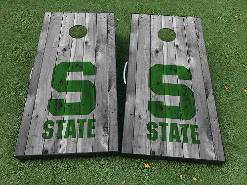 Michigan State S Logo Stil Cornhole-Brett Vinyl-Aufkleber Set
