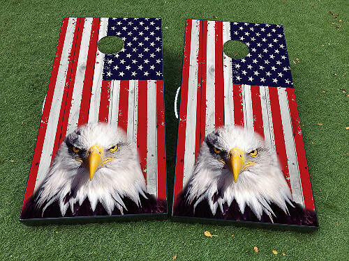 American Eagle USA Flag Cornhole Brettspiel Aufkleber Abziehbild VINYL FOLIEN mit LAMINIERUNG